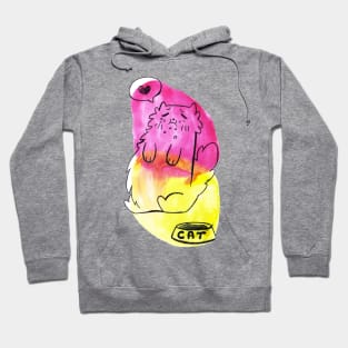 Stuffed Chubby Kitty Watercolor Hoodie